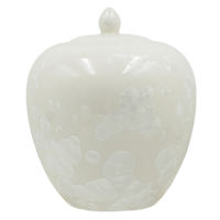 White Iridescent Patterned Porcelain Jar, 8"