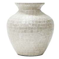 White Tile Capiz Decorative Vase, 11"