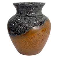 Black and Brown Roman Earth Shanghai Ceramic Vase, 8.3"