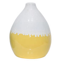 White and Yellow Ceramic Vase, 11.8"