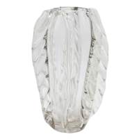 Heavy Ridged Glass Art Vase, 7x11