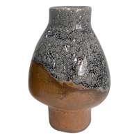 Black and Brown Roman Earth Shanghai Ceramic Vase, 10"