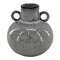 Grey Speckled Ceramic Vase with Handles, 4.75"
