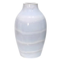 White & Light Blue Ceramic Vase, 13"