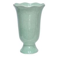 White and Green Ceramic Decor Tulip Pot, 15.7''