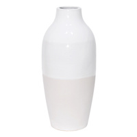 White & Cream Ceramic Vase, 18.5"