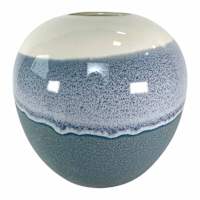 Blue Aqua Reactive Ceramic Vase, 7"