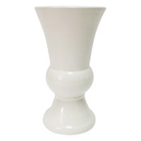 Flared White Ceramic Vase, 9.2"