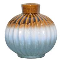 Brown, White & Blue  Ceramic Decorative Vase, 7.1"