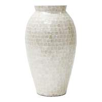 White Tile Capiz Decorative Vase, 16"