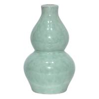 White & Green Ceramic Decorative Vase, 7.1"