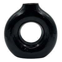 Black Glass Vase, 9.8x10