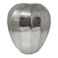 Hammered Silver Aluminum Vase, 11"