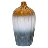 Brown, White, and Blue Ceramic Decor Vase, 11.8"