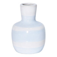 White & Light Blue Ceramic Vase, 5.5"