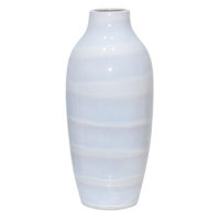 White & Light Blue Ceramic Vase, 18.5"