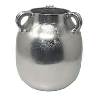 Silver Aluminum Handle Vase, 9"