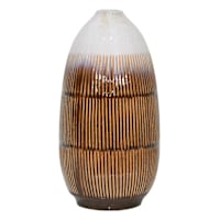 Cream & Brown Ceramic Vase, 12.6"
