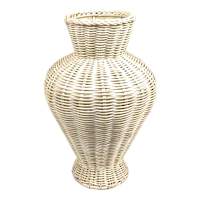 White Rattan Vase, 11.75"