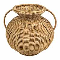 Natural Woven Rattan Vase, 10"