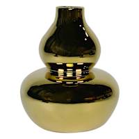 Gold Electro Ceramic Vase, 6"