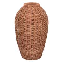Tall Natural Rattan Decorative Vase, 10.6x17