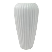 White Fluted Ceramic Vase, 9.75"