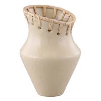 Rattan Ceramic Vase, 6.5"