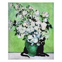Cat Floral Canvas Wall Art, 16x20
