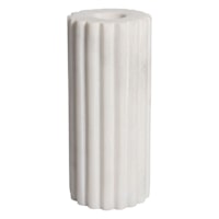 White Ribbed Marble Taper Candle Holder, 5"