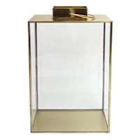 Gold Rectangle Lantern with Glass, 18"