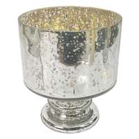 Mercury Glass Footed Hurricane, 7"