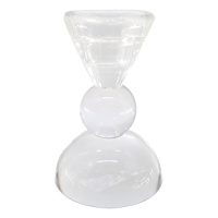 Clear Crystal Glass Taper Candle Holder, 4.5"