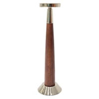 Gold Metal & Dark Wood Taper Candle Holder, 16"