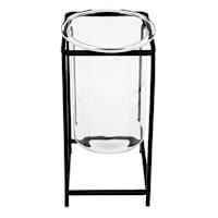 Hurricane Candleholder with Black Stand, 10"