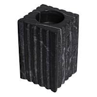 Black Ribbed Marble Tealight Candleholder, 4"