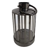 Gunmetal Lantern with Panel Glass, 10"