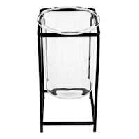 Hurricane Candleholder with Black Stand, 8"
