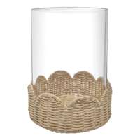 Hurricane with Scalloped Bleached Rattan Base, 8"