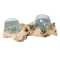 Teak Wood Centerpiece Candle Holder, 18"