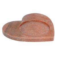 Pink Marble Heart Candle Plate, 7.5"