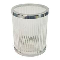 Ribbed Glass Hurricane with Silver Rim, 5"