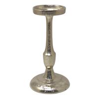 Silver Cast Pillar Candleholder, 9"
