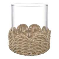Hurricane with Scalloped Rattan Base, 6"