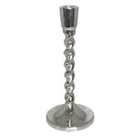 Twisted Silver Taper Candleholder, 8"