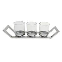 Chrome 3 Candle Centerpiece, 17"