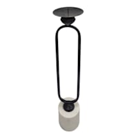 Black Metal Pillar Candle Holder with Marble Base, 25"