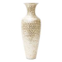 White And Gold Capiz Vase, 27"