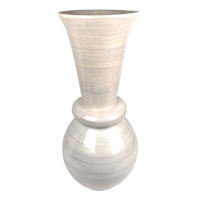 White High Gloss Bamboo Vase with Round Base, 26"