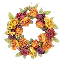 Orange & Purple Peony Wreath, 24"